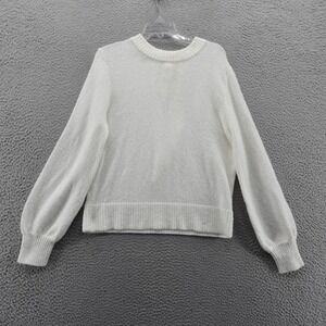 French Connection‎ Womens Small Ivory Fuzzy Balloon Sleeve Sweater NEW